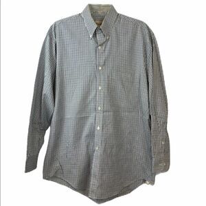 Eddie Bauer blue green striped shirt 16